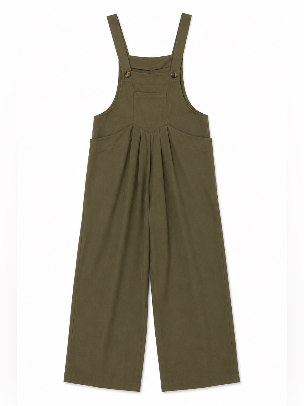 Olive Green Wide-Leg Overalls